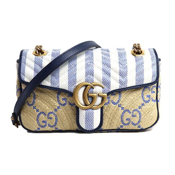 Gucci Handbags - Gucci GG Marmont Quilted Shoulder Bag Beige White Blue
